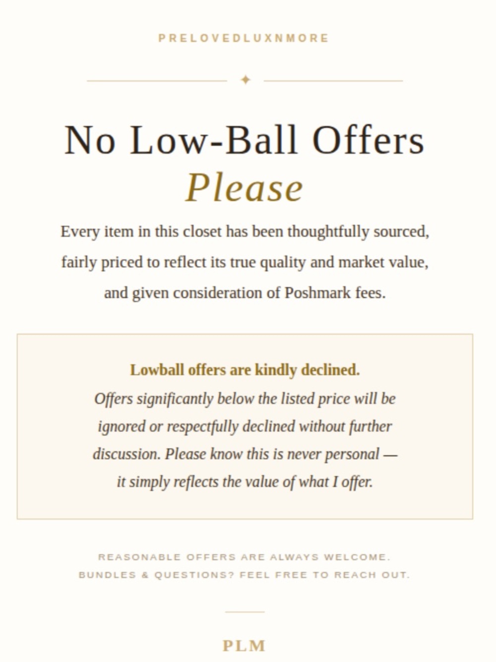 No low-ball offers, Please